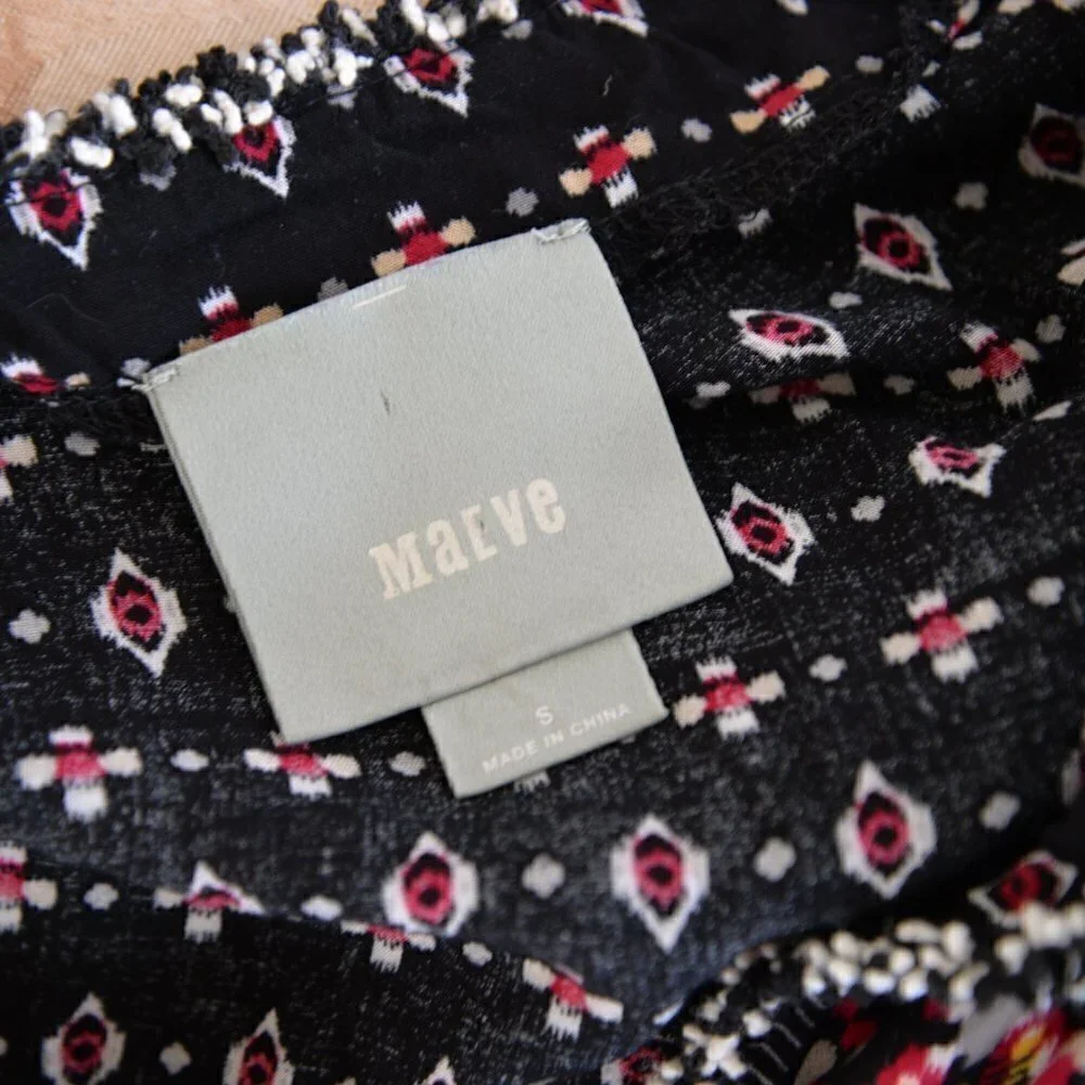 Anthropologie Maeve Embroidered Black Boho Blouse Sz S - Picture 4 of 6